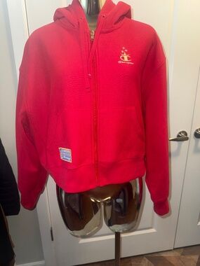 🔴 Champion Red Cropped Zip-Up Hoodie (NEW) Tango Red